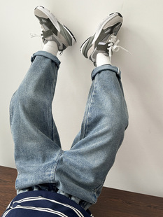 Hai Ma's Boys Jeans Children's Pants Spring 2025 New Loose Straight Trousers Large Children's Casual Pants