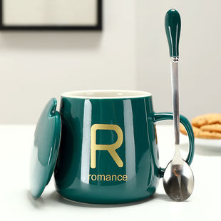 Ceramic Cup Cup with Lid and Spoon Warm Cup Large Capacity Advertising Cup Drinking Cup Coffee Constant Temperature Water Cup Wholesale