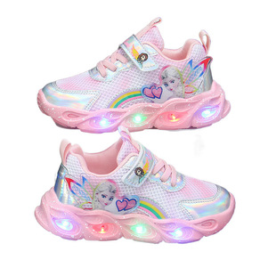 Girls' Shoes with Light Summer Breathable Mesh Waterproof Leather All-match Girls' sneaker Girls' Princess Shoes
