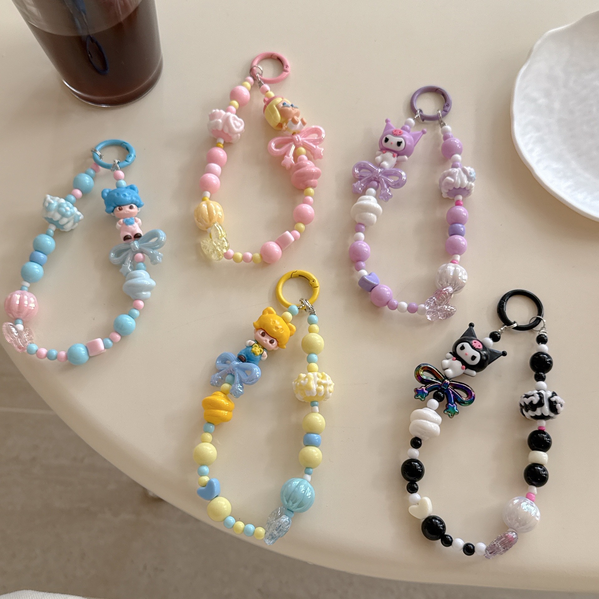 New Cartoon Bubble Mart Mobile Phone Chain Beaded Crying Baby Series Live Broadcast Keychain Mobile Phone Pendant Small Gift