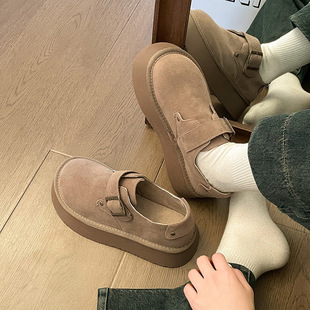 Birken хлопчатобумажные туфли женские зимние плюшевые сапоги 2024 новый педаль толстое дно увеличено