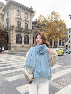 Scarf women's winter New wool cashmere scarf solid color Joker men's shawl warm autumn and winter scarf wholesale