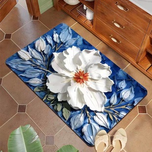 Green small flower flat household bathroom toilet absorbent diatom mud floor mat non-slip foot mat quick-drying naked eye 3D floor mat