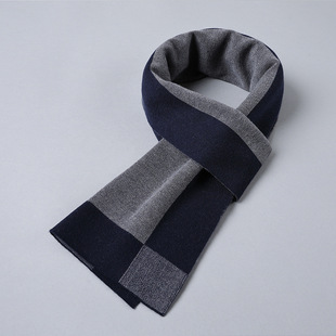 Men's Scarf Autumn and Winter New Thickened Warm Wool Business Fashion Simple Elegant Stitching Multi-color Scarf for Men