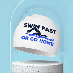 New swimming cap waterproof non-tightening head ear protection large long hair swimming pool special fashion printed silicone swimming cap