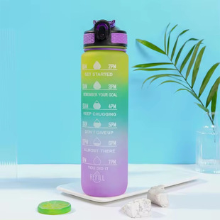 Amazon Cup 1000 мл Спортивная женская летняя Радуга чистая красная пластиковая бутылка для воды портативная космическая чашка фитнес-чайник
