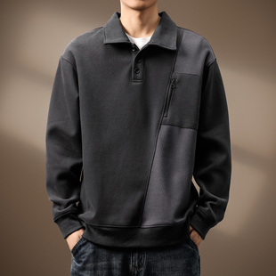 High-end American-style Retro Soft Milled Knitted Heavy Polo Shirt Men's Loose plus size Autumn Casual All-match Sweater for Men