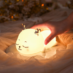 Creative Electroplated Small Antlers Silicone Pat Night Light Cross-border Foreign Trade Shake Tone Taobao Explosive Change Colorful Intelligent Eye Protection