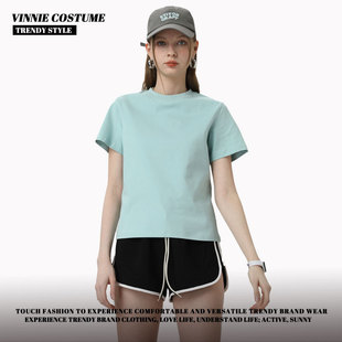 Summer solid color heavyweight 240G Solona cool basic Joker short sleeve T-shirt women's daily simple short sleeve jacket