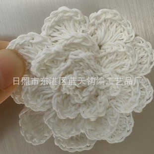 Hand-made hook hand-woven 6cm three-layer three-dimensional crochet wool flower sweater accessories clothing accessories