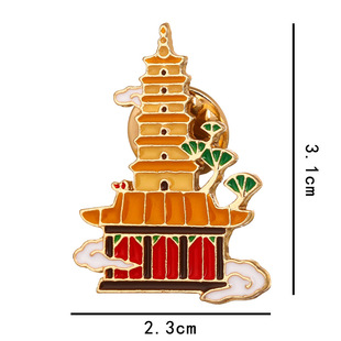 Cross-border New Creative Magnificent Architectural Style Brooch Chinese Style All-match Clothing Tourism Commemorative Badge Gift Badge