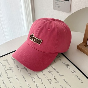 Spring and Summer Hat for Women, Korean Style Fashionable Drow Letter Label Peaked Cap, Wide Brim, Face-Showing Small Soft Top Baseball Cap for Men