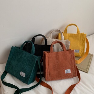 Women's Bag Corduroy 2023 New Small Square Bag South Korea Ins Bag Foreign Trade Fashion Handbag Single Shoulder Oblique Bag