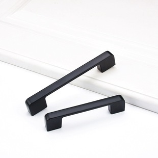 Zinc Alloy Aluminum Alloy Furniture Handle Cabinet Wardrobe Drawer Hardware Handle American Black Door Handle Long Handle