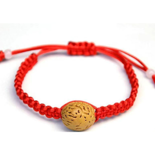 Peach core red rope woven bracelet peach walnut blue bracelet birth year red rope