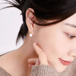 [Ku Jingyi Same Style] European and American Style Pearl Earrings Women's Light Luxury 925 Tremella Pin Full Earrings Advanced Earrings