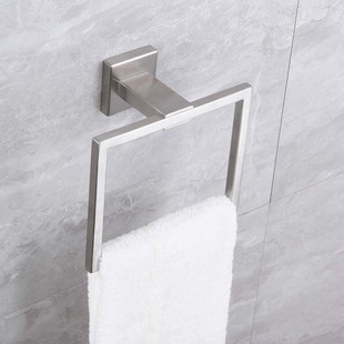 Bathroom Stainless Steel Toilet Non-perforated Cross-border Square Towel Ring Toilet Towel Rack Wall-mounted Storage Bath Towel