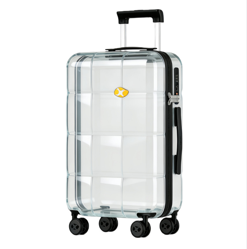 Pure Pc Material Transparent Suitcase Case Supports DIY Patterns, Solid Color Transparent Trolley Suitcase