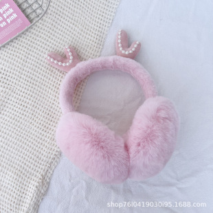 Cute antler plush earmuffs women's winter out of cold ear warm new students windproof ear protection ear bag wholesale