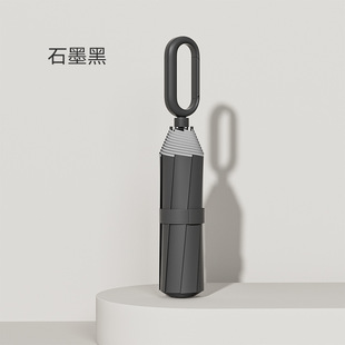 8 Bone Three-fold Umbrella Hand Open Ring Buckle Umbrella Black Rubber Sunscreen Sun Umbrella Wholesale Sunny Umbrella Custom Folding Sunshade Umbrella