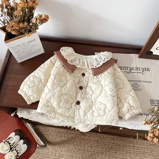 [in stock] QW249788 children's fleece-lined coat 2024 autumn and winter new Korean female baby fleece-lined thickened