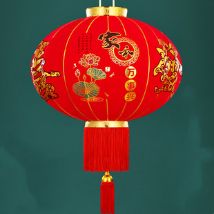 New Year Flocking Big Red Long Pole Lantern Outdoor Balcony Wedding Spring Festival Festive Flannel Lantern Advertising Lantern
