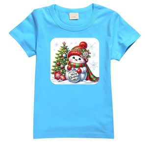 Christmas cross-border Europe and the United States children's clothing short sleeve T-shirt boys and girls summer clothes 672