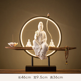 Трансграничные керамические украшения Бодхисаттвы Guanyin Домашние украшения Будды Обратный поток Аромат Прихожая Магазин Новоселье Открытие Подарки