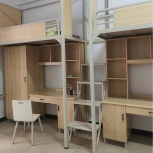 Factory Custom Bed Lower Table Iron Frame Wardrobe Desk Integrated Elevated Bed School Staff Dormitory Bed Lower Table