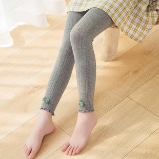 Korean-style Spring and Autumn Thin Pantyhose High Waist Mid-size Children Girls Cotton Ankle-length Pants Green Butterfly Thin Velvet Leggings Socks