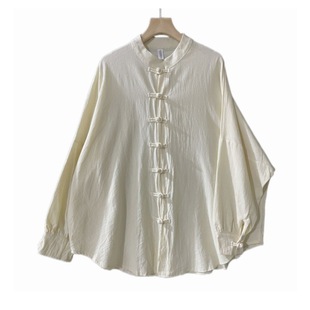 In stock new Chinese style improved women's buckle tea clothes National style suit Buddha Zen cotton and linen Chinese style top