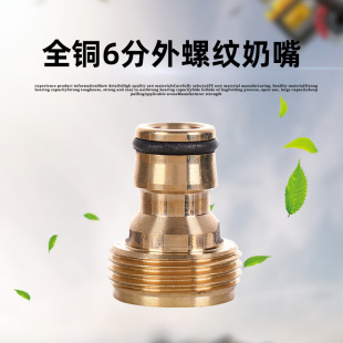 6 points outer wire copper nipple water gun accessories all copper outer tooth water gun nipple connector 3/4 external thread European tooth interface