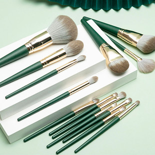 Green cloud 14 makeup brush suit beginners super soft full set of beauty tools loose powder eye shadow brush support hair generation