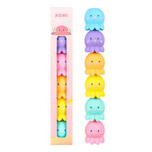 Foreign trade cute mini octopus building blocks 6 color highlighter student bullet stitching graffiti hand account pen marker pen batch