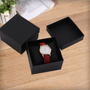 Manufacturer Customizes Various Watch Packaging Boxes, High-End Gift Pu Display Black Square Gift Box Design Logo