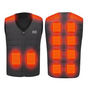 In stock cross-border heating vest area 12 vest electric heating clothes V-neck vest coat USB smart clothes coat fleece-lined