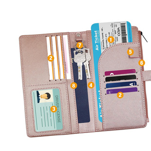 PU leather passport holder travel wallet RFID multifunctional anti-magnetic passport bag leather certificate storage protective cover