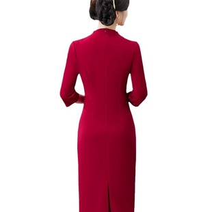 Красный свадебный банкет, свекровь, платье Cheongsam, ретро темперамент, тонкий композитный шелк, улучшенное платье cheongsam