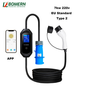 European standard portable charging pile manufacturer intelligent household 7KW32A fast charging charging pile with car charging without grounding