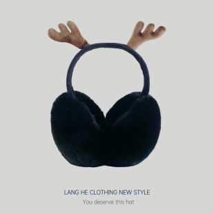 Christmas antler plush earmuffs women's cute foldable winter windproof warm earmuffs