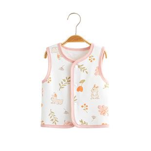 Baby vest spring and autumn outer wear baby vest fleece-lined children's small waistcoat warm girls' vest boys' vest winter