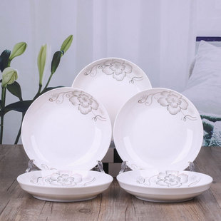 Vegetable plate household creative ceramic plate Chinese plate fruit plate stir-fry plate rice plate combination microwave wholesale Wen Wo