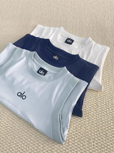 Qingdao South Korea alo Summer Stitching Sports Fitness Running Yoga Vest Top Short-sleeved T-shirt Temperament Women