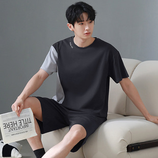 Summer Pure Cotton Pajamas Men's Short-sleeved Shorts Pullover suit Loose Casual Middle-aged and Young Men's Thin Home Clothes