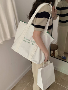 2024 Spring and Summer New Canvas Tote Bag Simple Commuting to Work and Class Large Capacity Bag Leisure All-match