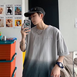 New Short-sleeved T-shirt Men's Summer Korean-style Trendy Simple Half-sleeved Top Hong Kong-style Loose Casual Trendy Brand T-shirt