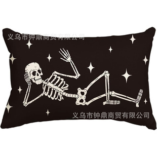 Amazon Explosive Halloween Waist Pillow Ghost Skull Print Linen Material American Halloween Decorative Pillow