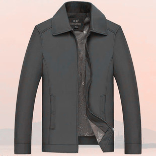 2024 new middle-aged men's coat fleece-lined thick jacket dad cotton coat warm loose autumn and winter
