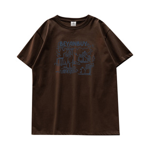 plus size chubby girl Gray Short-sleeved T-shirt Women's Summer New oversize American Design Sense Half-sleeved Loose Top