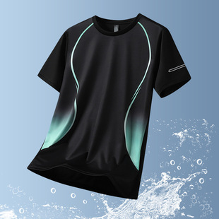 2024 Ice Silk Short-sleeved T-shirt Men's Summer Thin Loose Sports Quick-drying high quality T-shirt